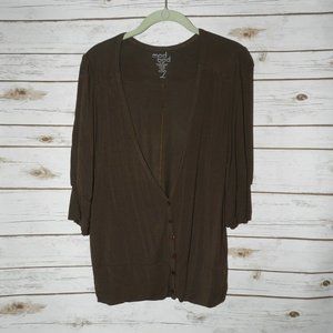 Mod Bod Low Cut V Neck Mid Sleeve Cardigan